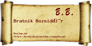 Bratnik Bozsidár névjegykártya